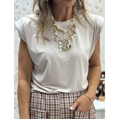 Camiseta hombreras pliegue