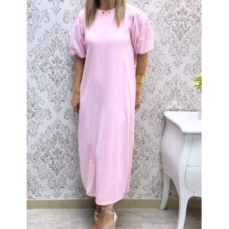 Vestido cuello tachas algodón