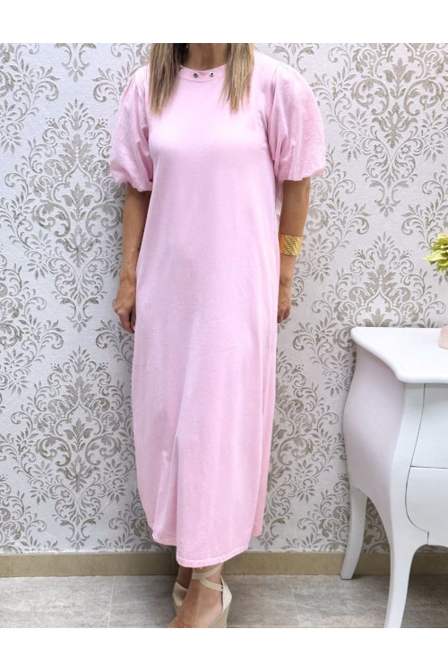 Vestido cuello tachas algodón