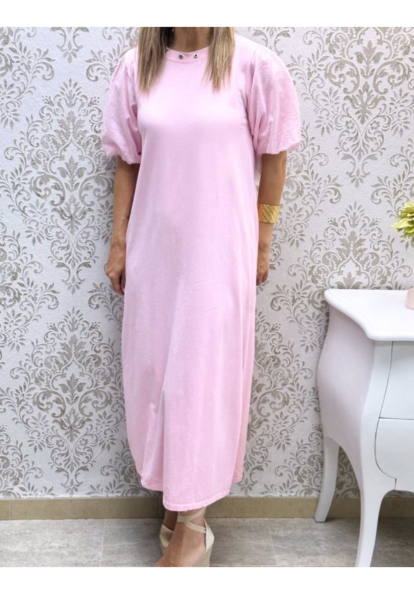 Vestido cuello tachas algodón