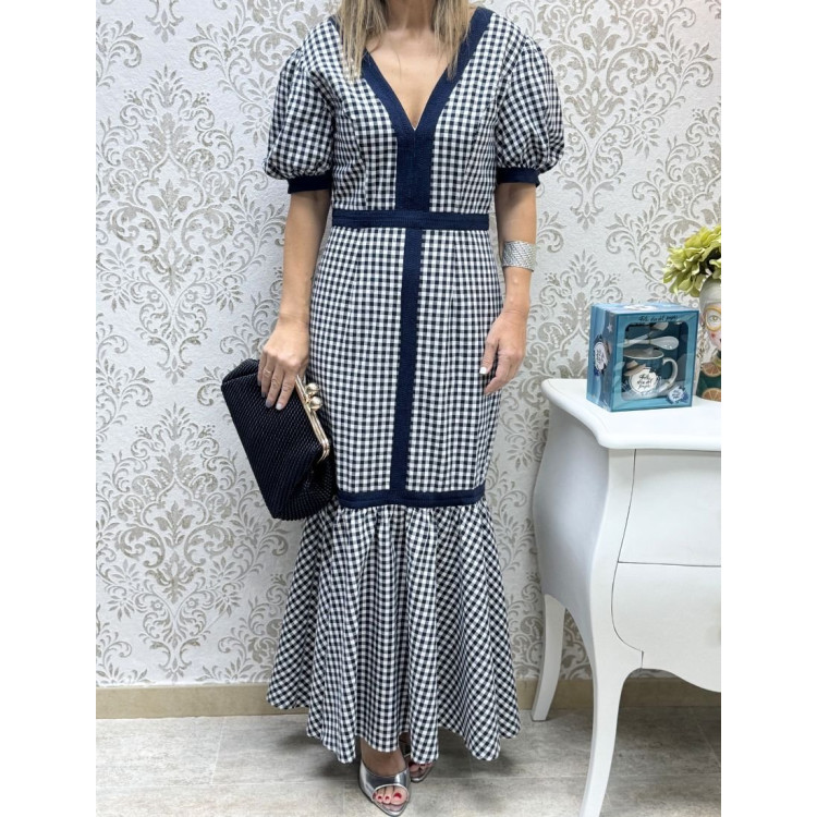 Vestido vichy sirena marino