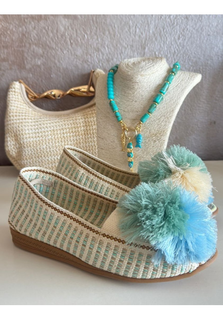 Alpargata pompón turquesa