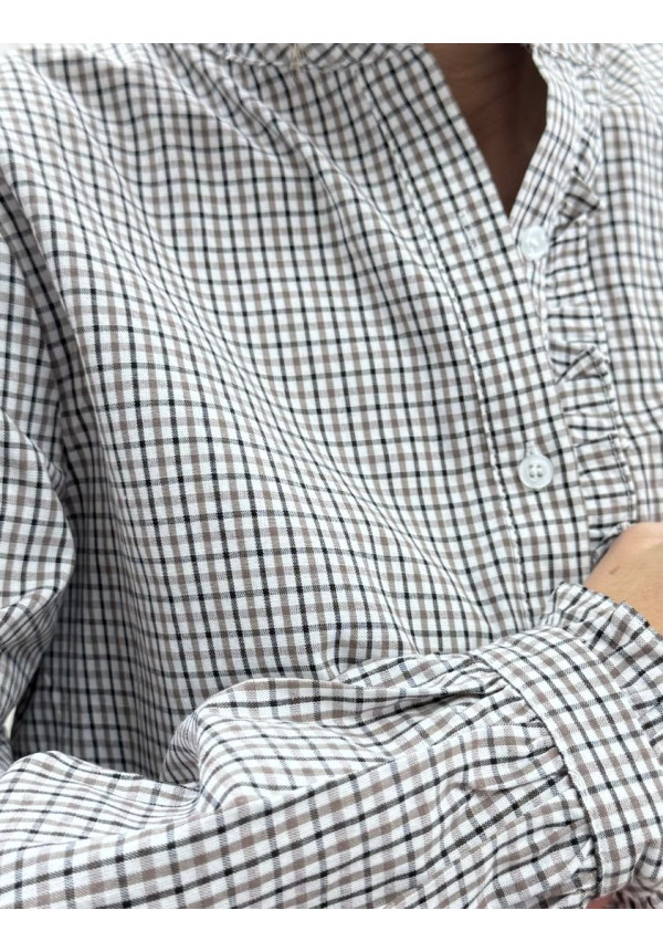camisa leña topo/negra