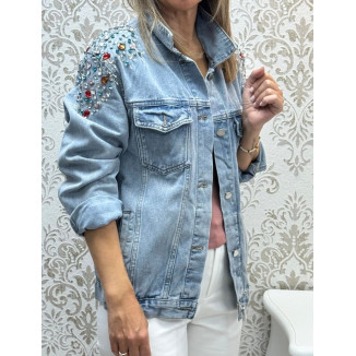 Chaqueta vaquera abalorios colors