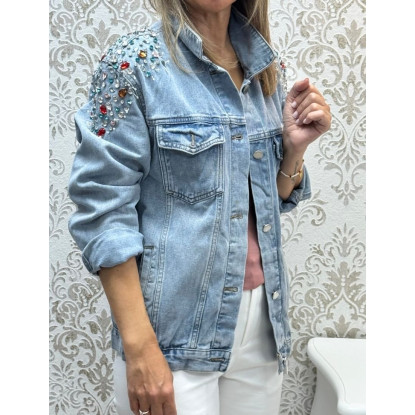 Chaqueta vaquera abalorios colors