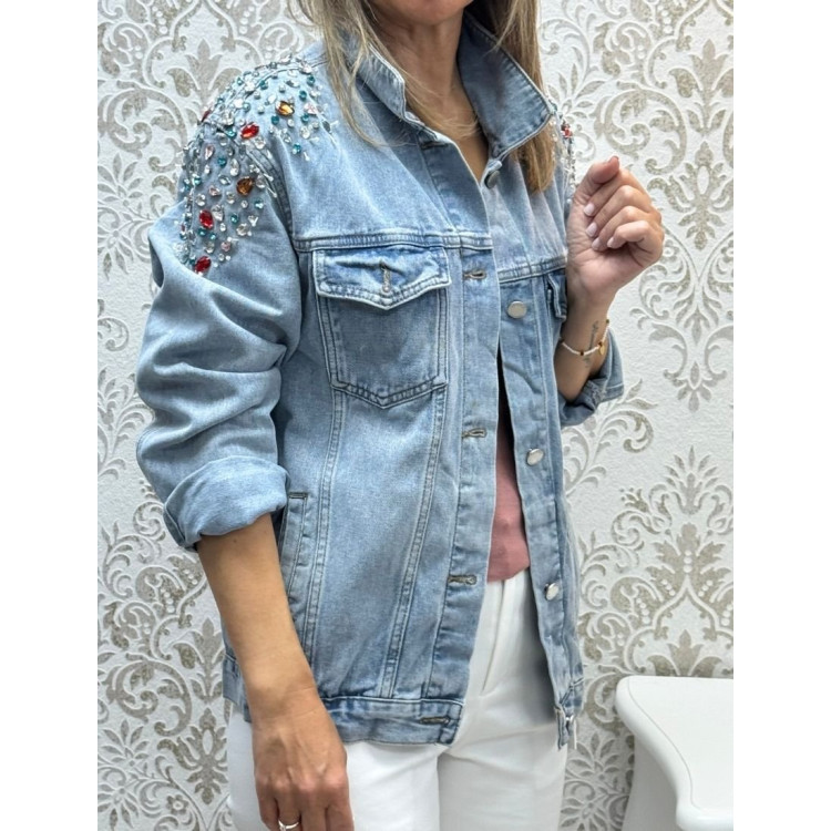 Chaqueta vaquera abalorios colors