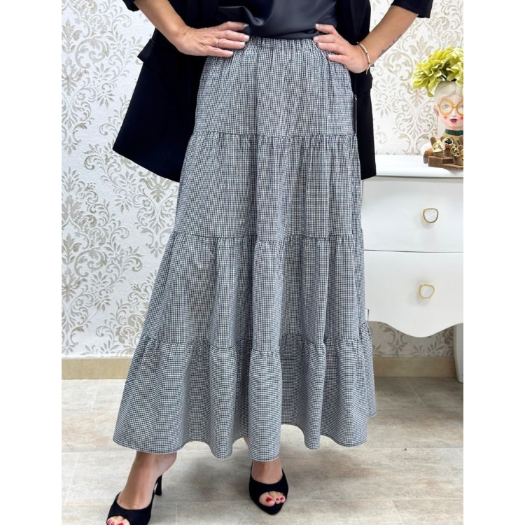 Falda vichy negro