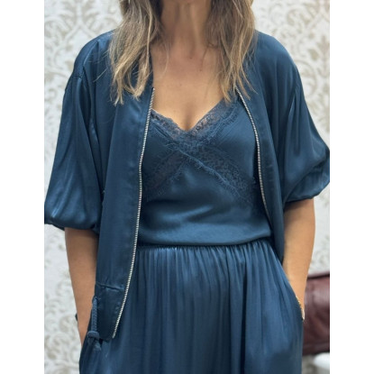 Bomber saten cremallera-