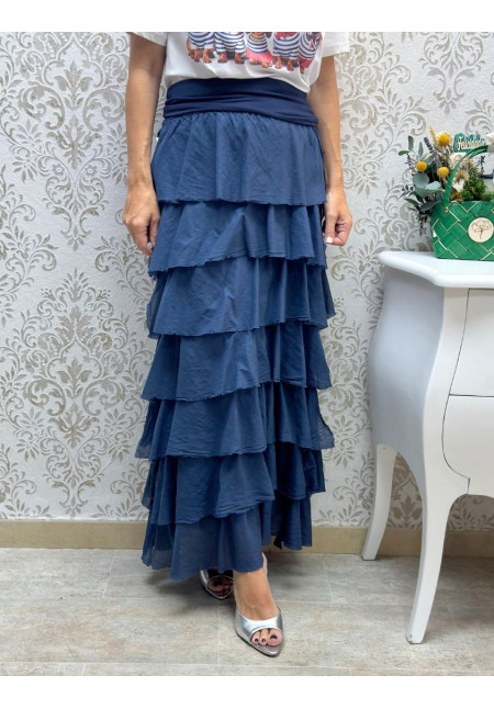 Falda volantes desflecada algodón 