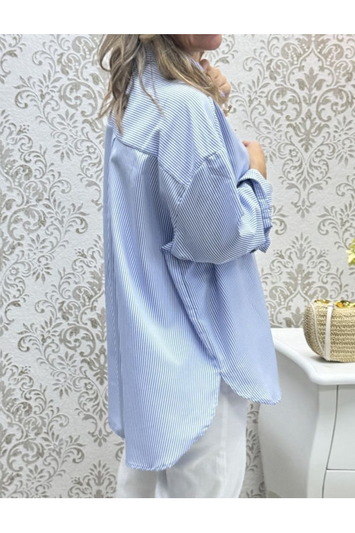 Camisa rayas celeste broche