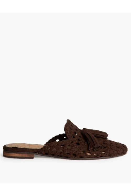 Mule calado borlón choco