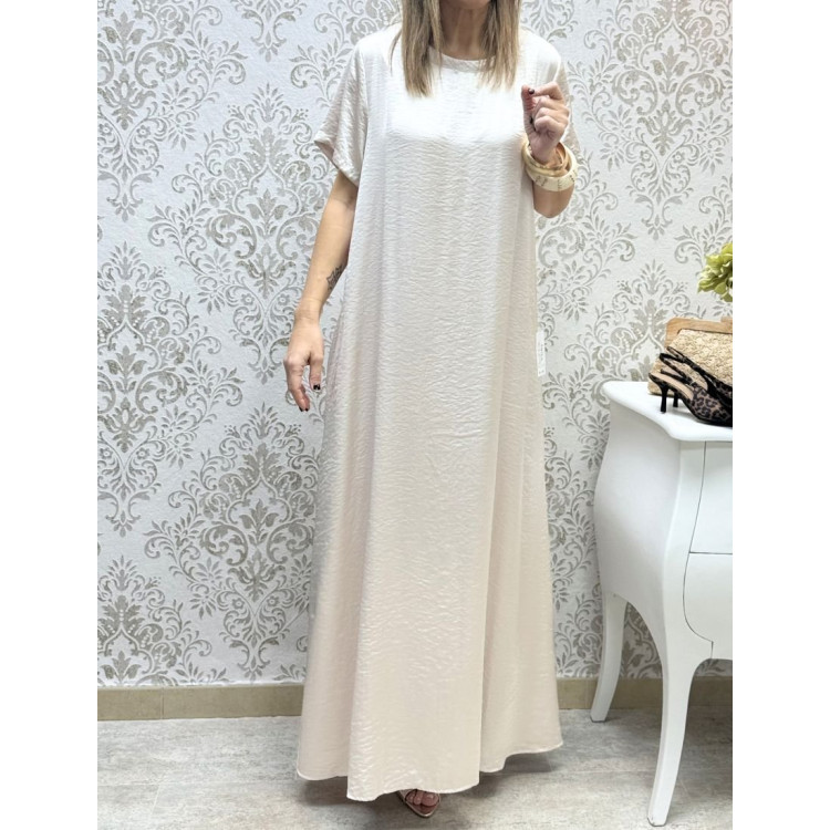 Vestido saten m-c beige