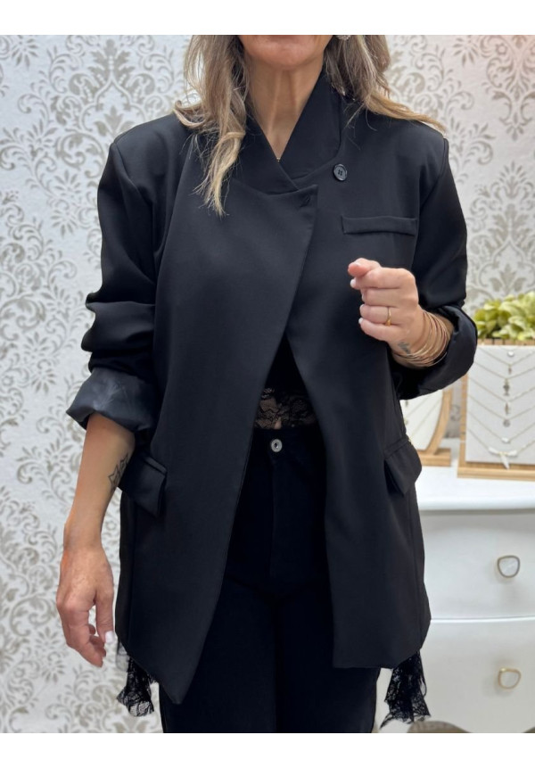 Blazer botón cuello negro