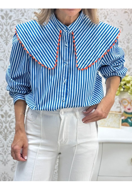 Camisa raya cuello piculina