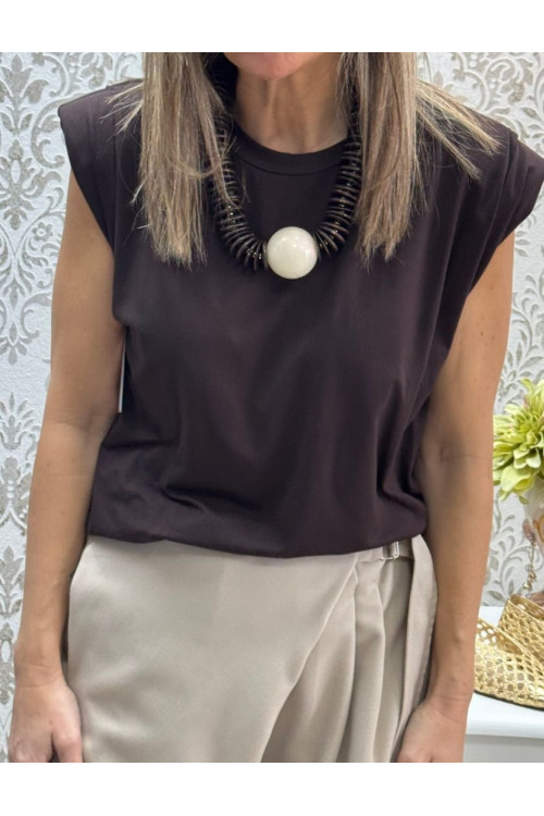 Camiseta hombreras pliegue