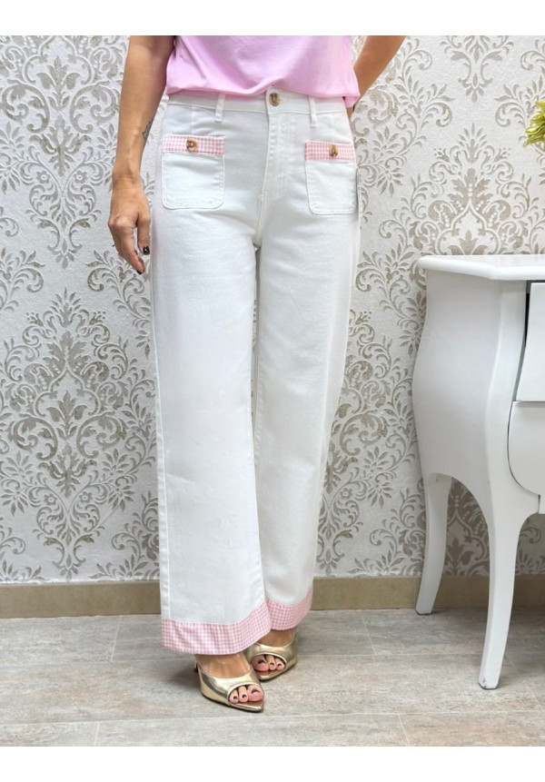 Pantalon bolsillos vichy rosa
