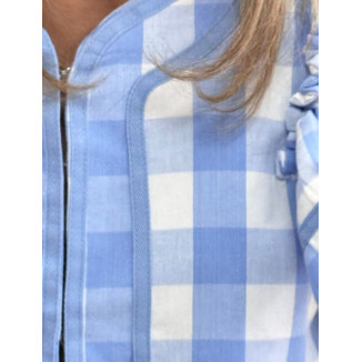 Chaleco vichy volantes celeste