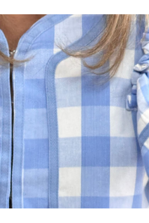 Chaleco vichy volantes celeste