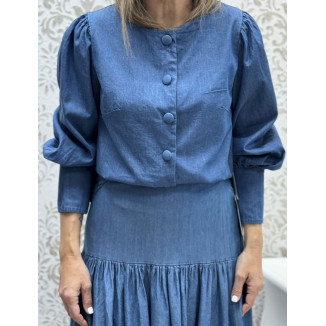 Camisa denim boton forrado