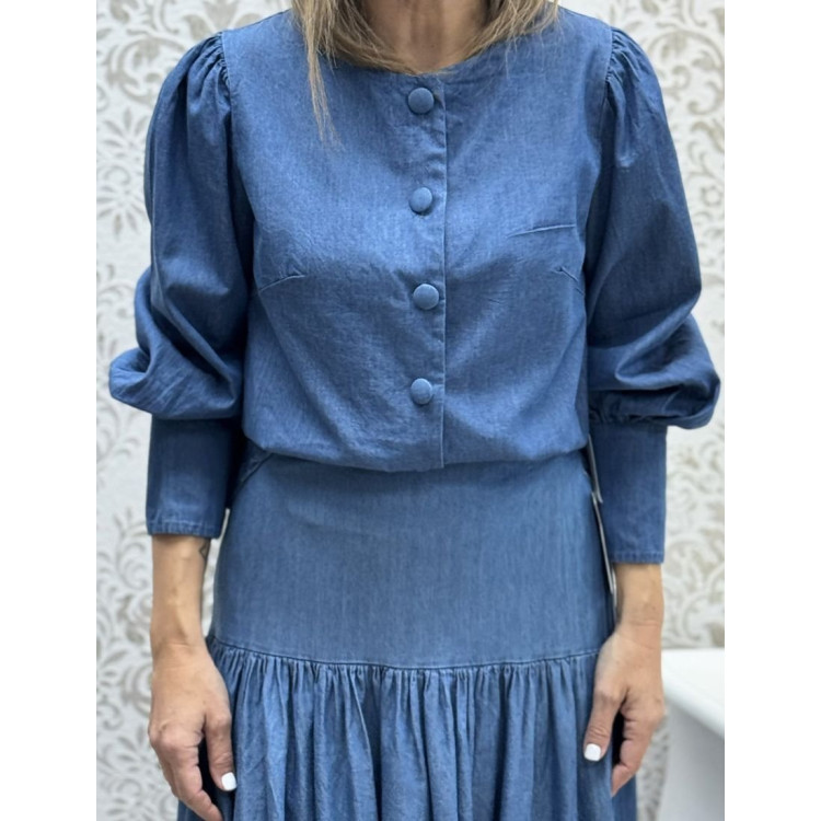 Camisa denim boton forrado