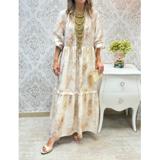 Vestido beige estampado