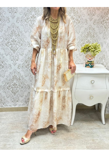 Vestido beige estampado