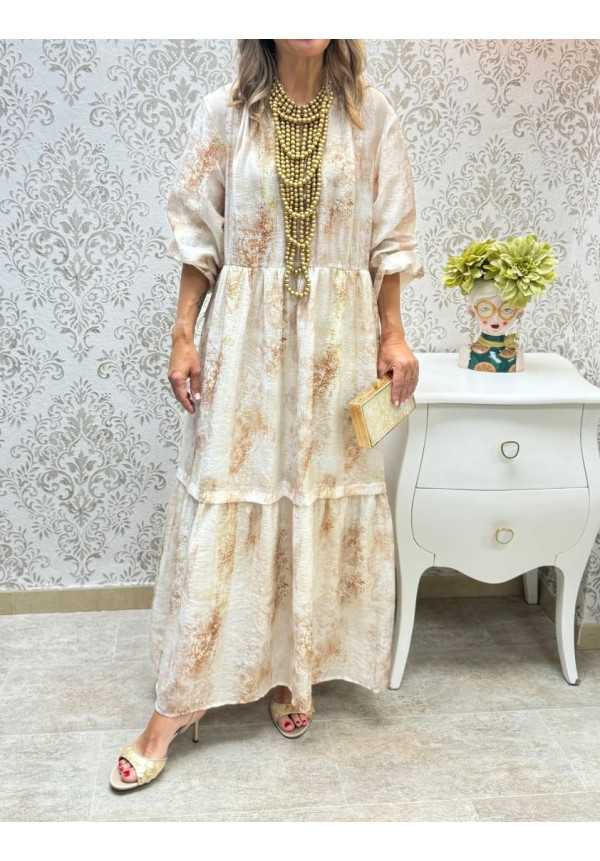 Vestido beige estampado