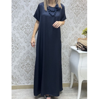Vestido saten m-c marino