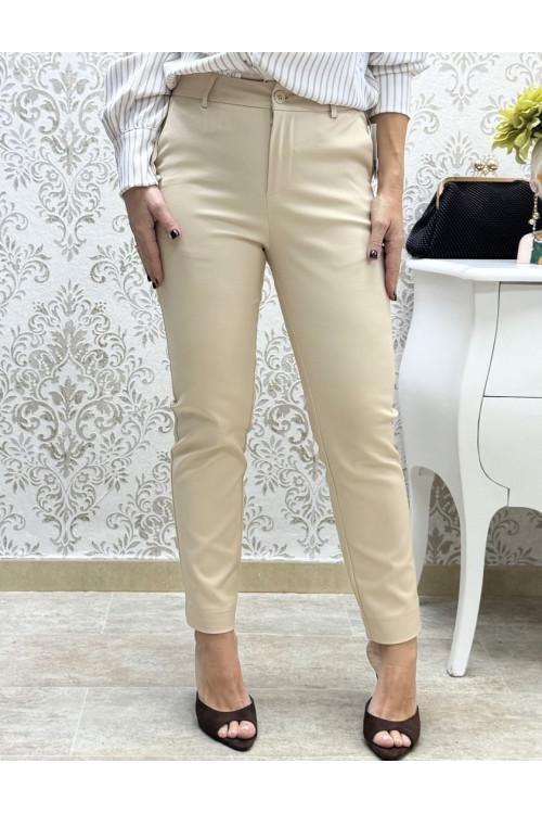Pantalón chino pitillo beige 