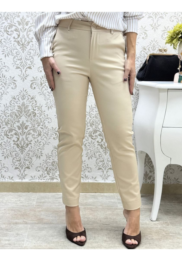 Pantalón chino pitillo beige 