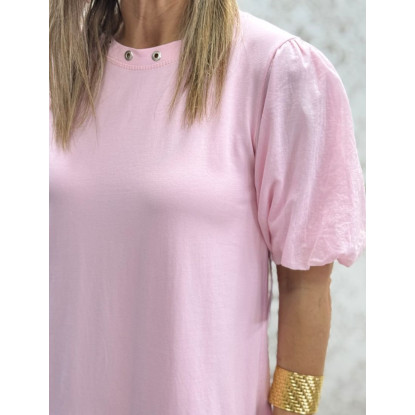 Vestido cuello tachas algodón