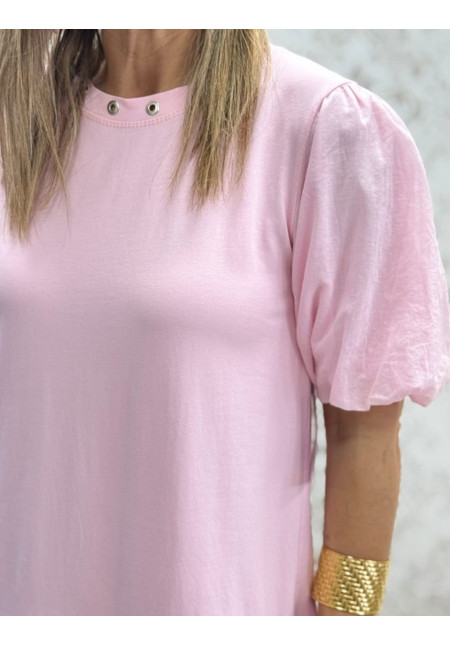 Vestido cuello tachas algodón