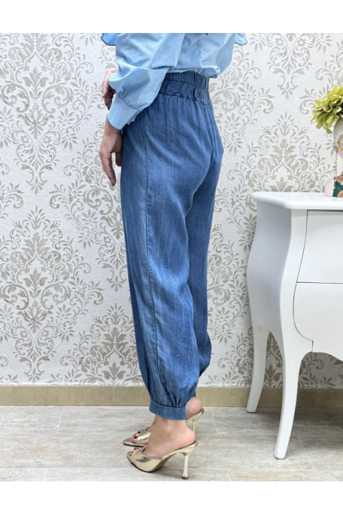 Pant denim fluido globo