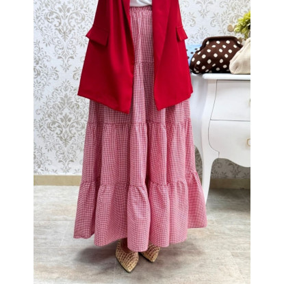Falda vichy rojo