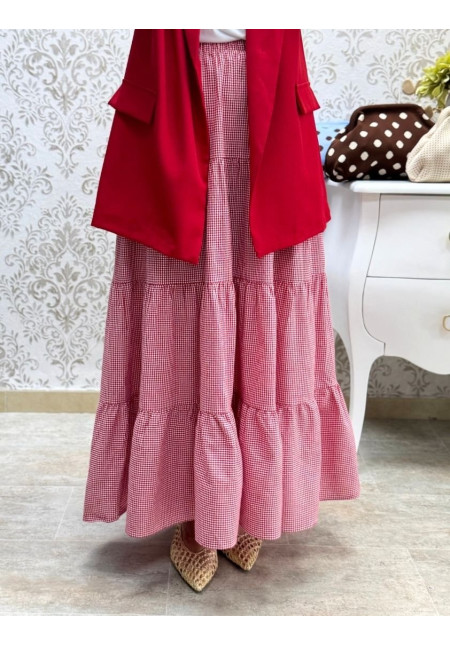 Falda vichy rojo