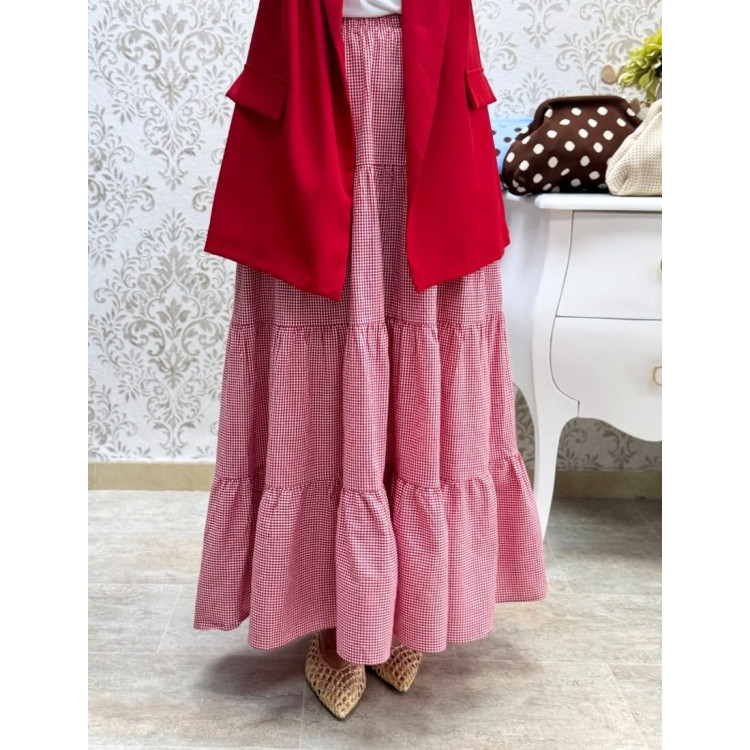 Falda vichy rojo