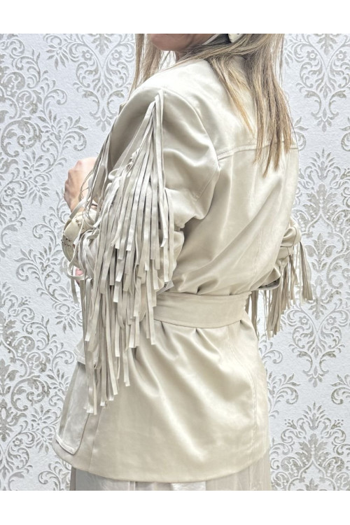 Chaqueta ante flecos beige