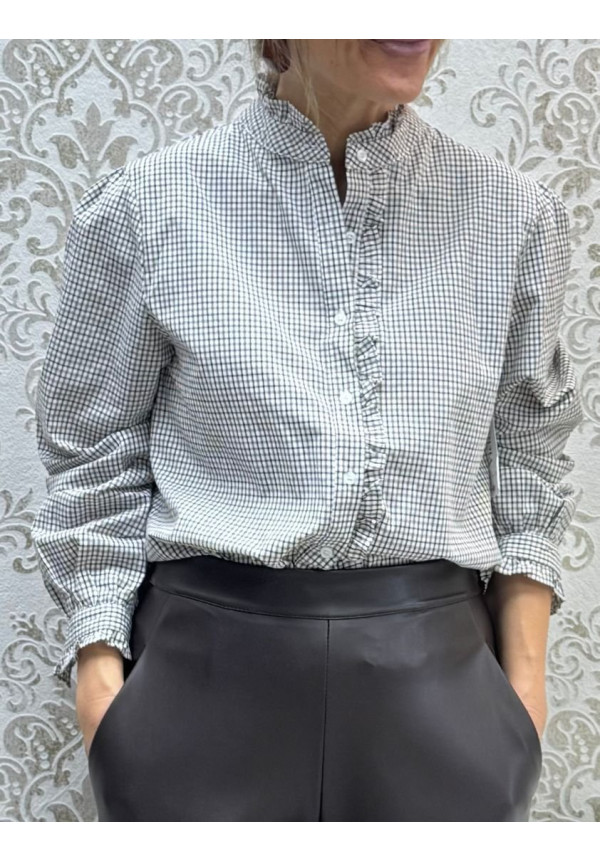 camisa leña topo/negra
