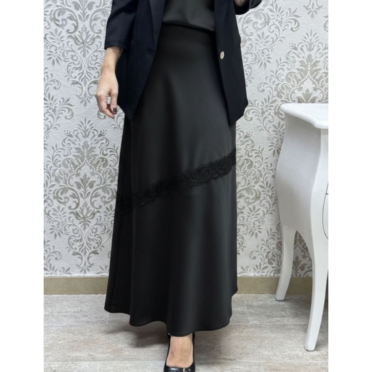 Falda mix satén negra 