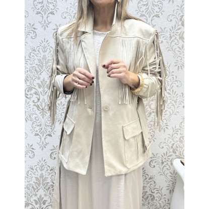 Chaqueta ante flecos beige Chaqueta ante flecos beige