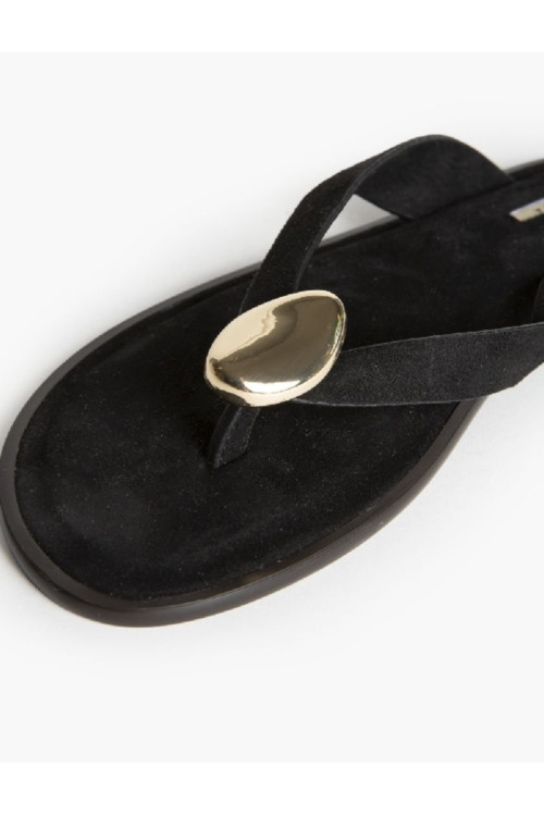 Sandalia dedo abalorio negra