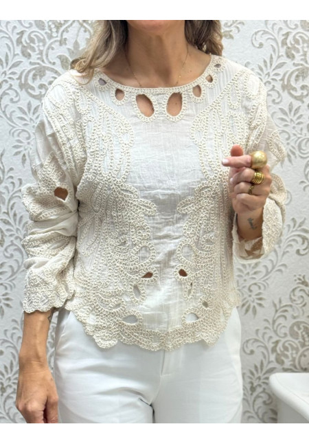 Blusa algodon crochet Alba