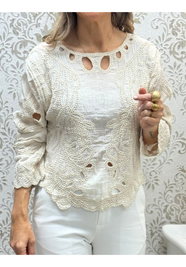 Blusa algodon crochet Alba