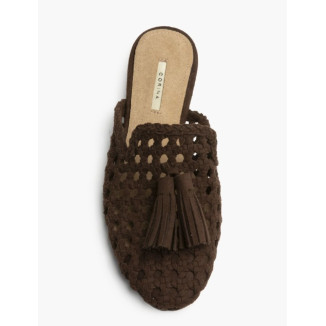 Mule calado borlón choco