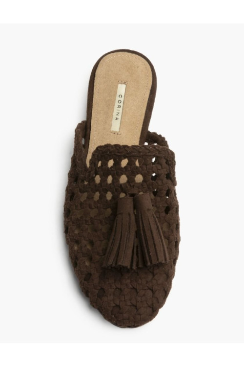 Mule calado borlón choco