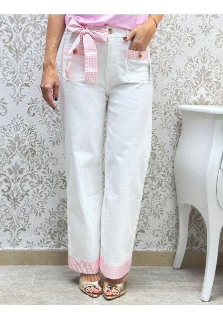 Pantalon bolsillos vichy rosa