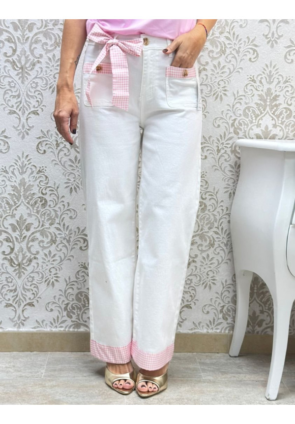 Pantalon bolsillos vichy rosa