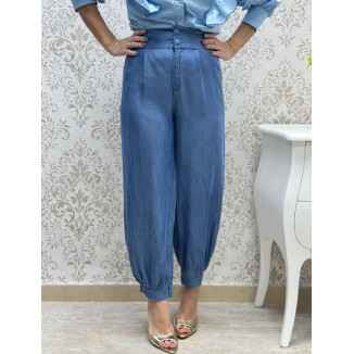 Pant denim fluido globo