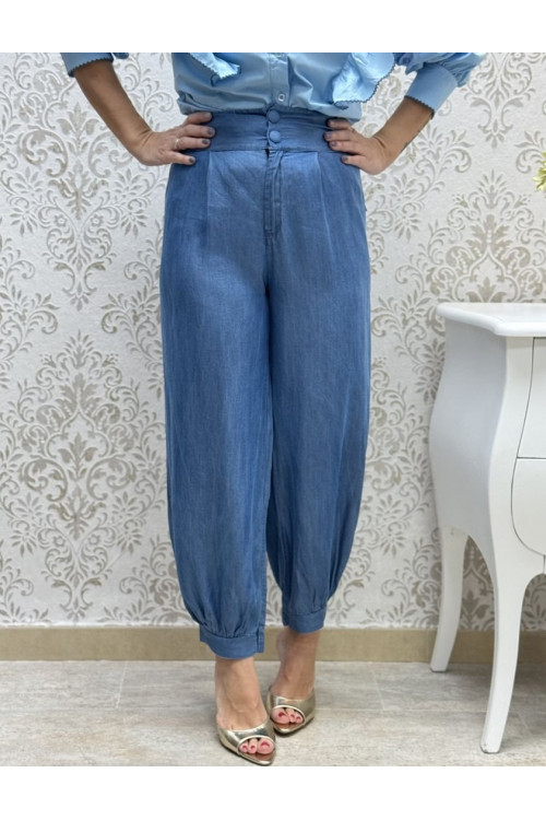 Pant denim fluido globo
