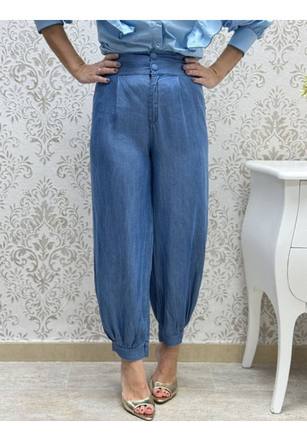 Pant denim fluido globo